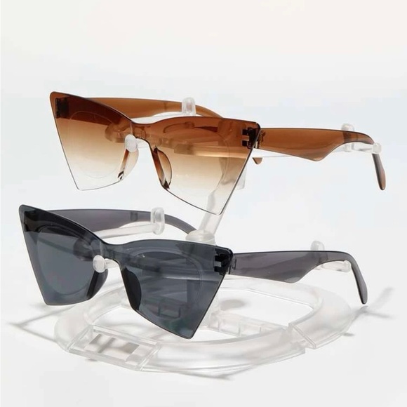 2 PAIR SET OF RIMLESS OMBRE/SHEILD LENS FASHION SUNGLASSES UNISEX - Picture 4 of 6